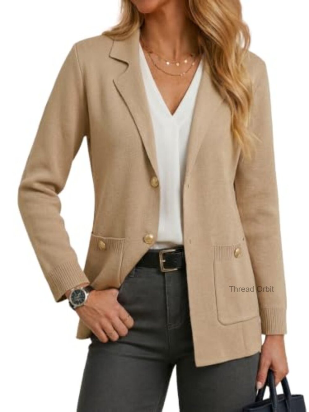 Long Sleeve Open Front Sweater Blazer Business Casual Cardigan